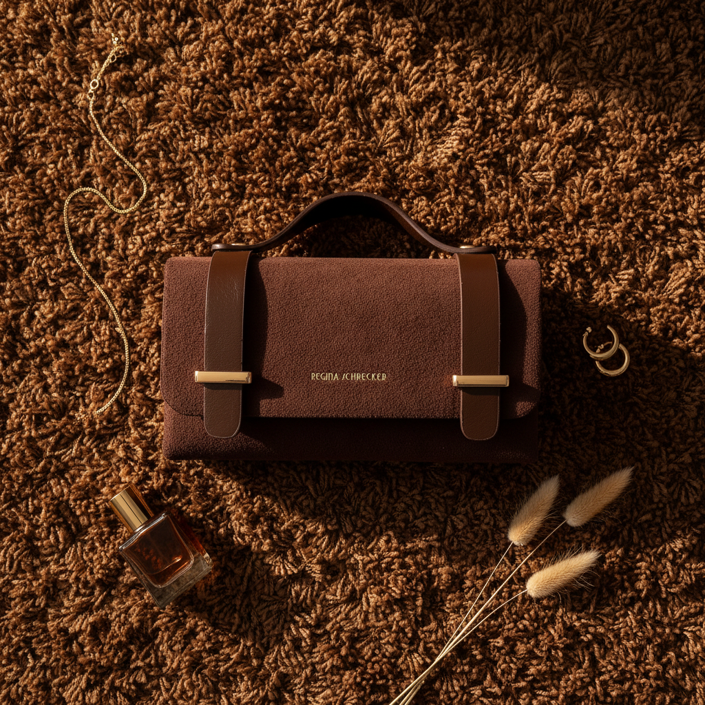 Velmora – Sac Chocolat Flat Lay Tapis Luxe