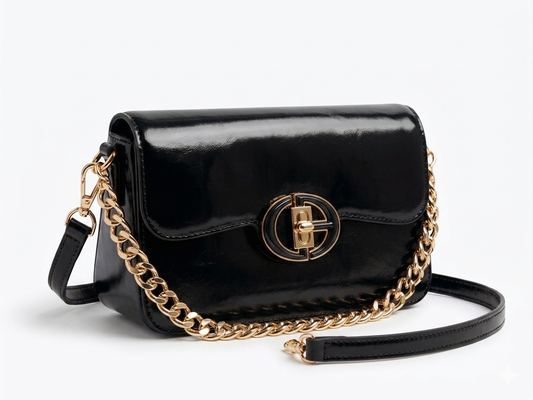 Sac Bandoulière Chaîne Dorée – simili cuir Verni