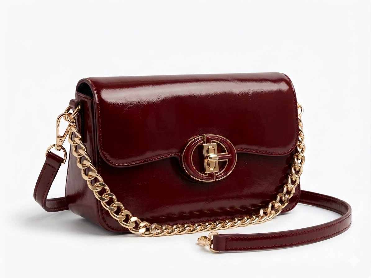 Sac Bandoulière Chaîne Dorée – simili cuir Verni