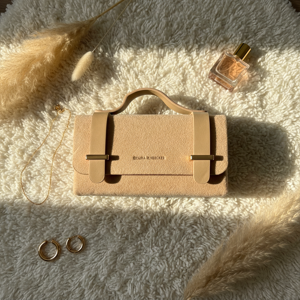 Velmora – Sac Bouclé Flat Lay Tapis Luxe