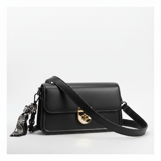 Velmora – Sac Noir & Foulard Noir/Blanc